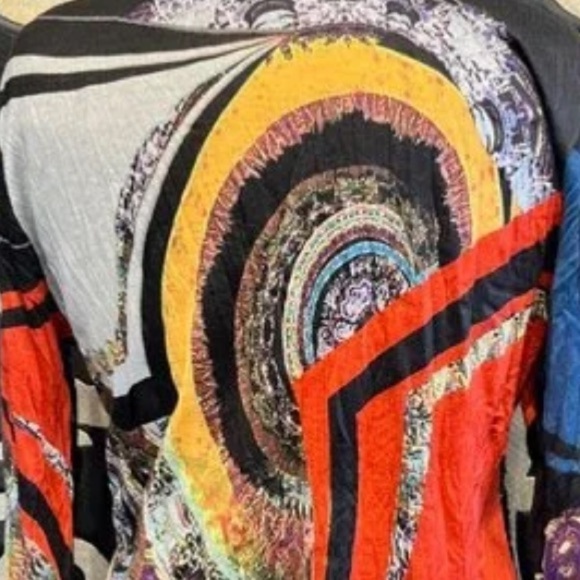 Alison Sheri Open front top with crochet backdrop multi colorful Sz L Women - Picture 9 of 9